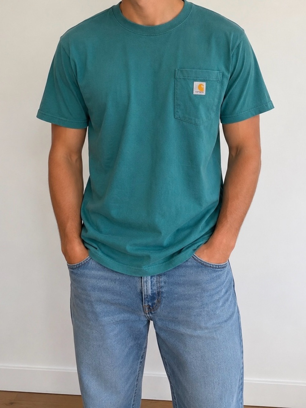 Carhartt Teal Pocket Tee with Logo Patch